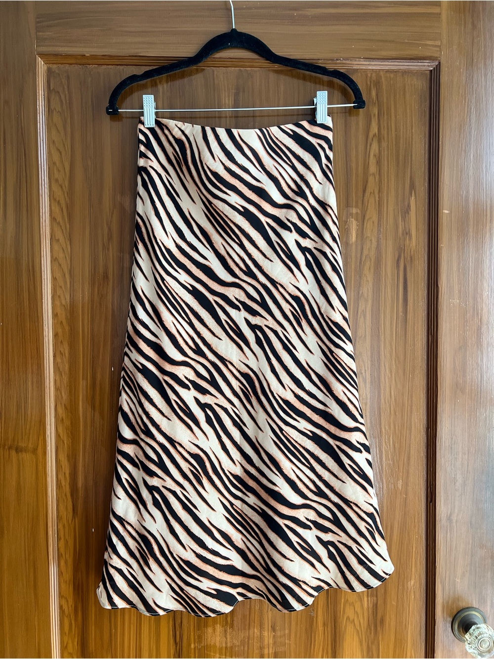 Socialite Beige and Black Animal-Print A-Line Skirt